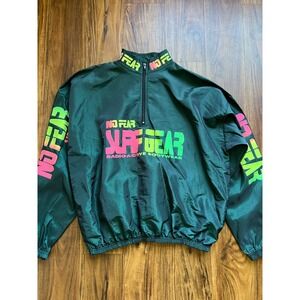 Rare Vintage 90s No Fear Radioactive Bodywear Windbreaker Jacket Made USA Neon